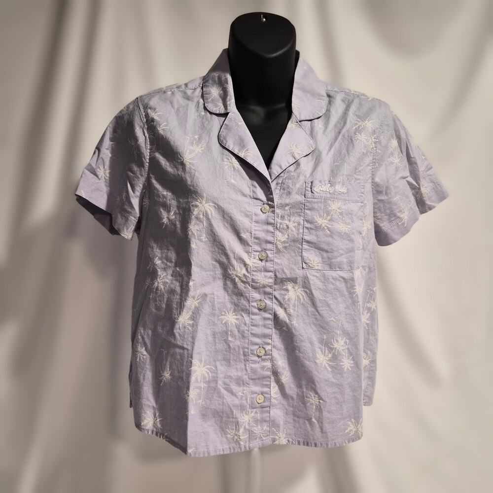 Gilly Hicks Sleep Shirt XS Purple Palm Tree Tropical Cotton Pajama Top